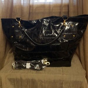 X Large Faux Black Animal Print Purse.
